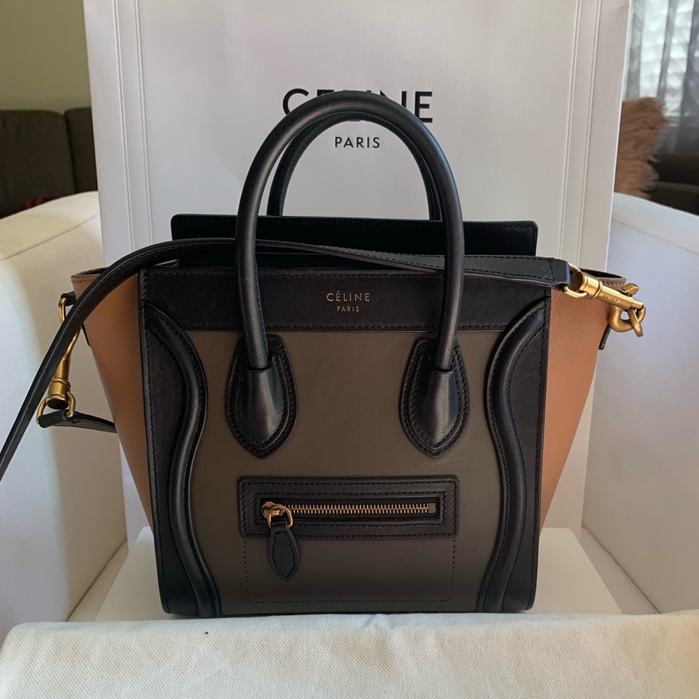 Authentic Celine Luggage Nano in TriColor